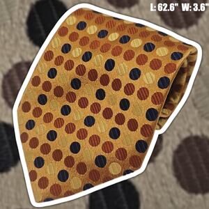 Jos A Bank Signature Gold Polka Dot Silk Tie Jacquard Geometric Italy XL 63" Men